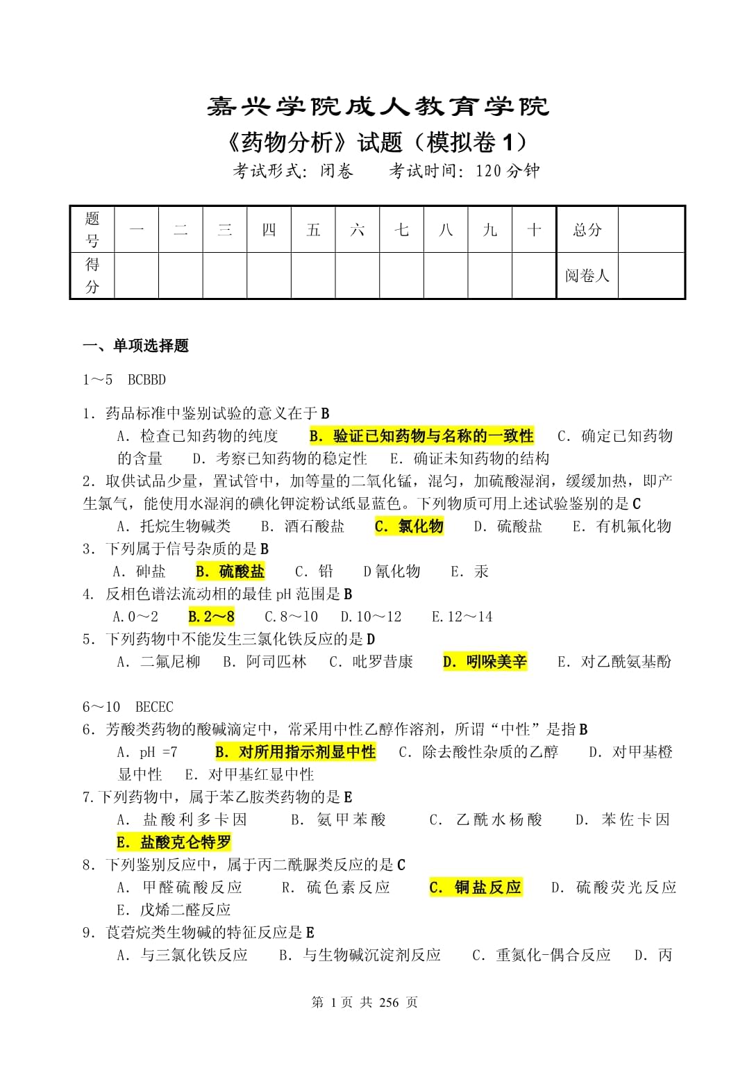 药学：药物分析与质量控制课程_药物分析所学课程